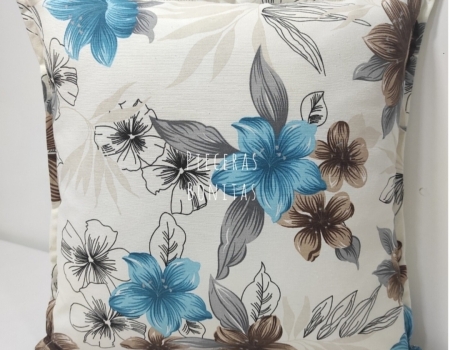Funda de Cojín Flores Turquesa