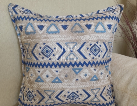 Funda de Cojín Geométrico Azul Turquesa